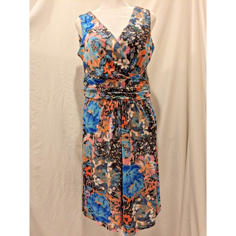 Nic & Zoe Womens Dress Sz: L Fit N Flare Floral/Leopard Empire Waist Sleeveless
